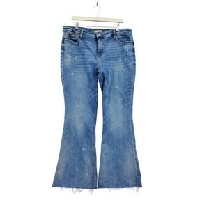 KRTK Womens Boho Artistic Stella Fab Ab Flare Wide Leg Jeans 18 Paint Splatter